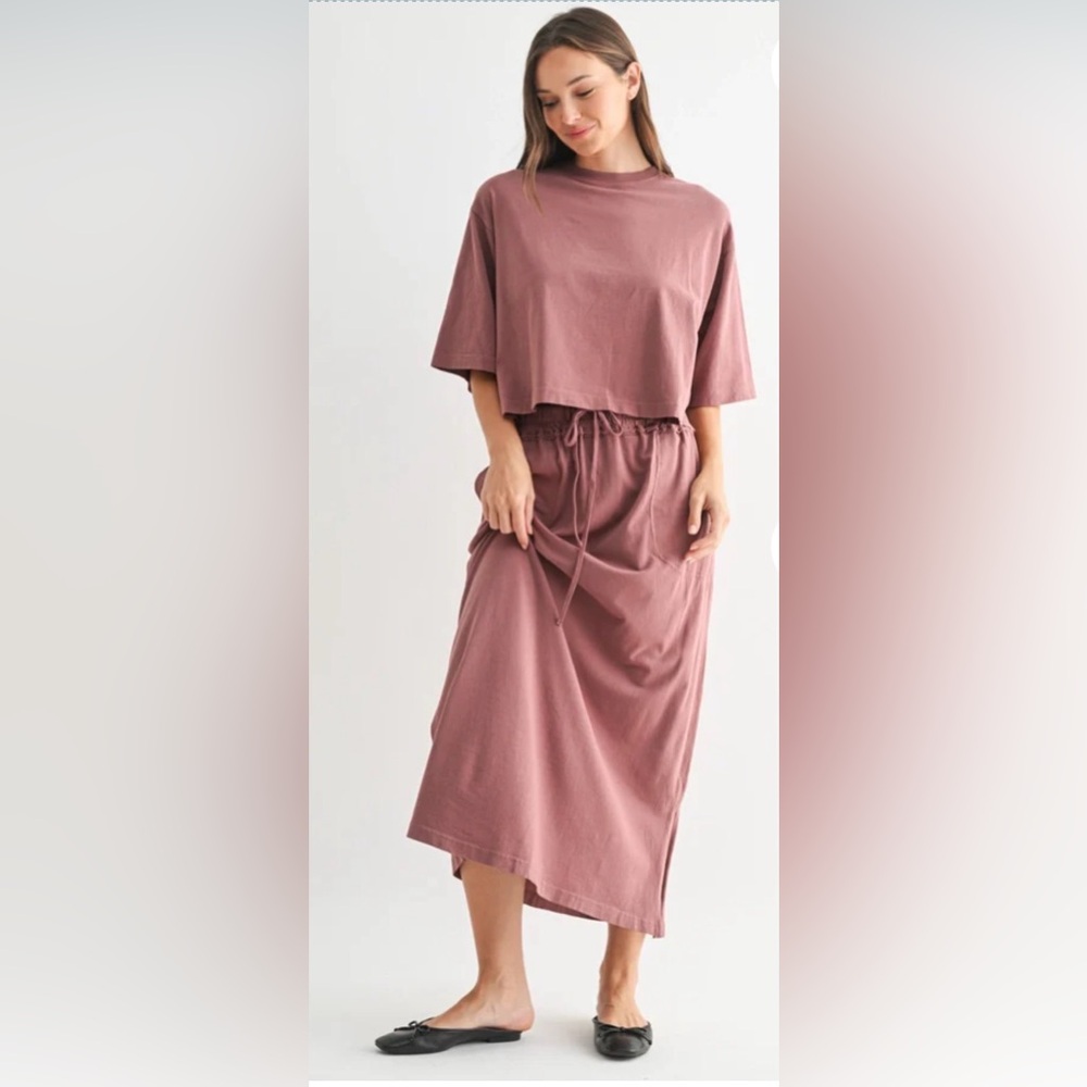 Chic Dusty Rose Maxi Skirt